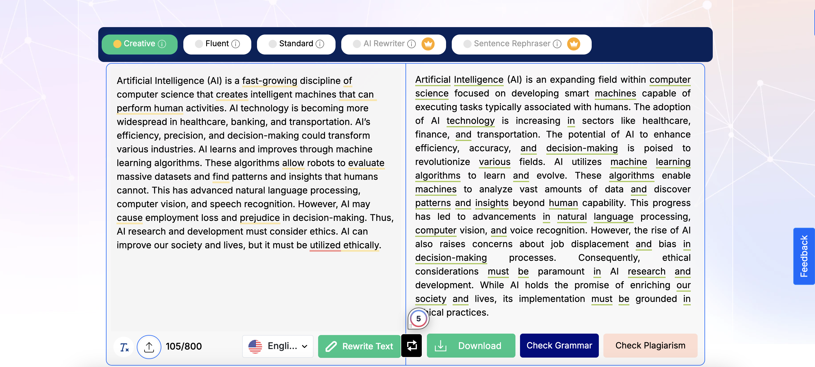 ai paraphrasing